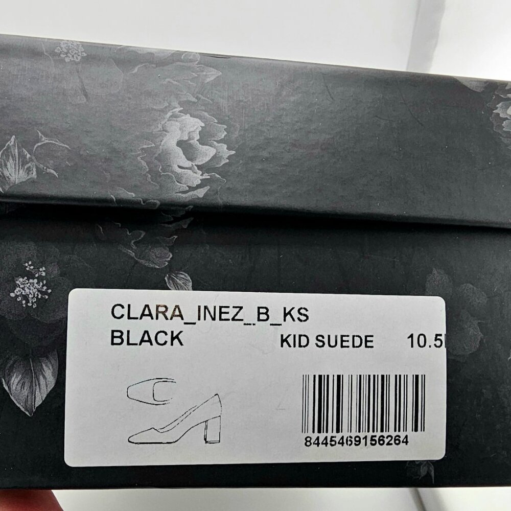 INEZ Clara Kid Suede Block Heel Pumps | Black | Size 10.5 | Re-soled - Picture 14 of 14